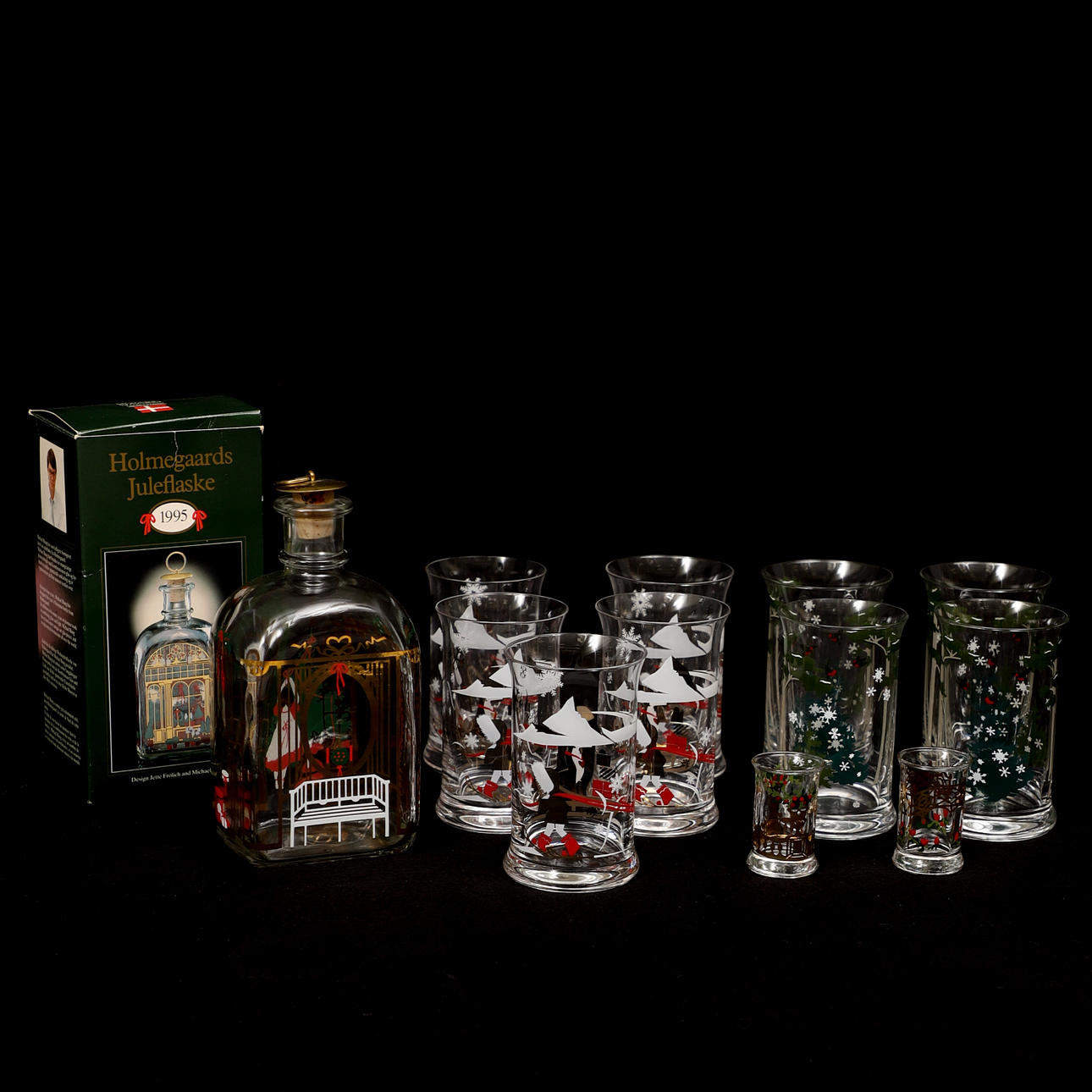 HOLMEGAARD. Juleglas og karafler, 13 stk.