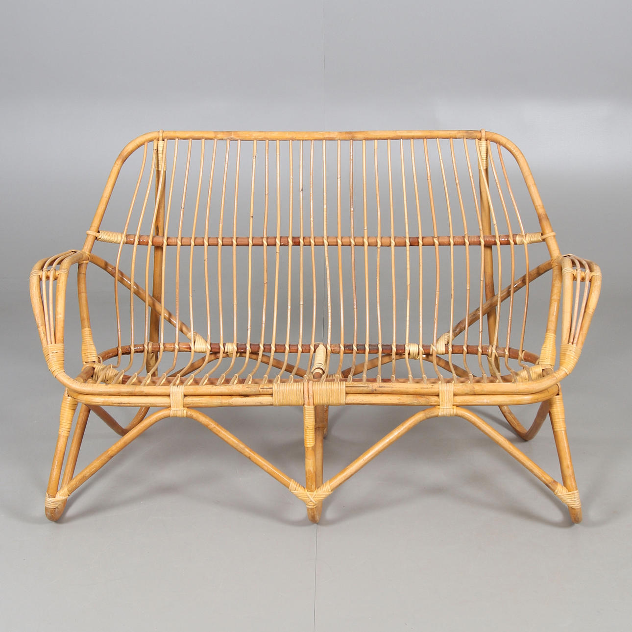 SOFÁ, bambú, mimbre, posiblemente "Altan", Ikea, años 60.