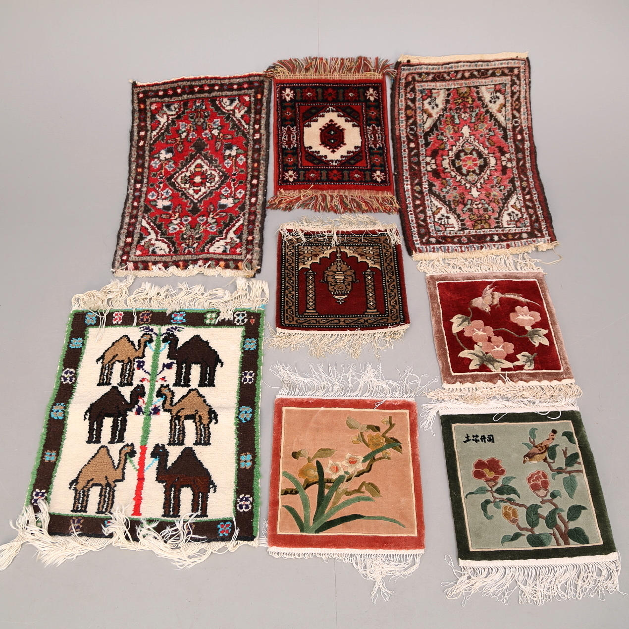 MATTOR, 8 st små mattor, Kina, Iran mm, ull, silke.