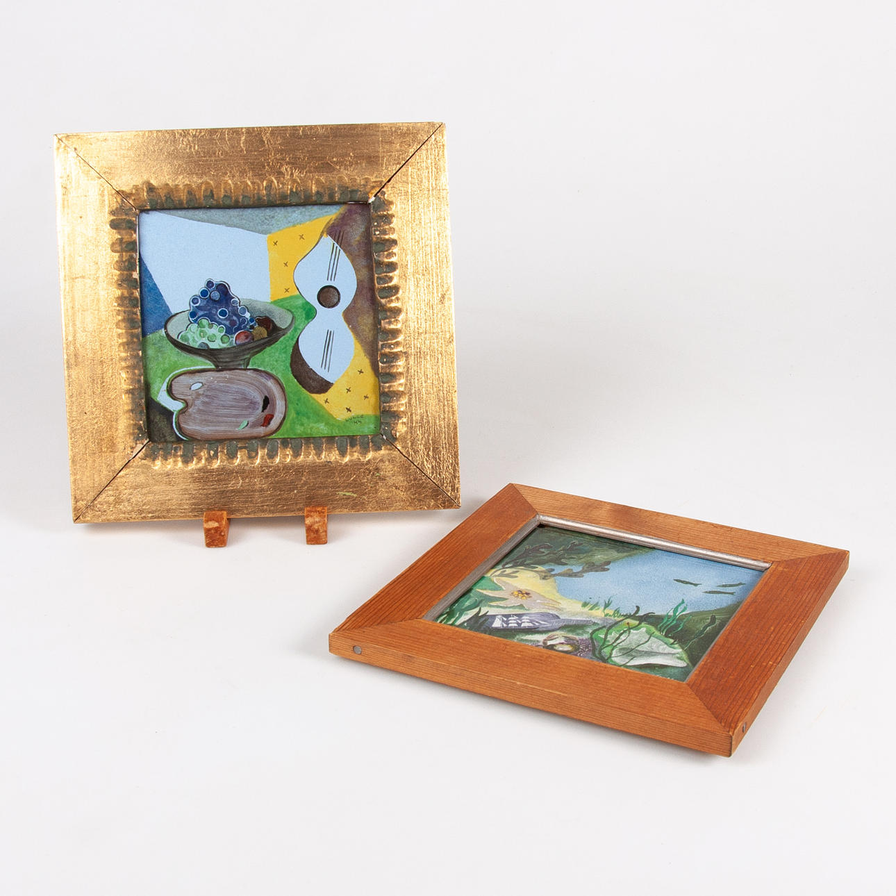 UPPSALA EKEBY. Painting, ceramic, two pcs.