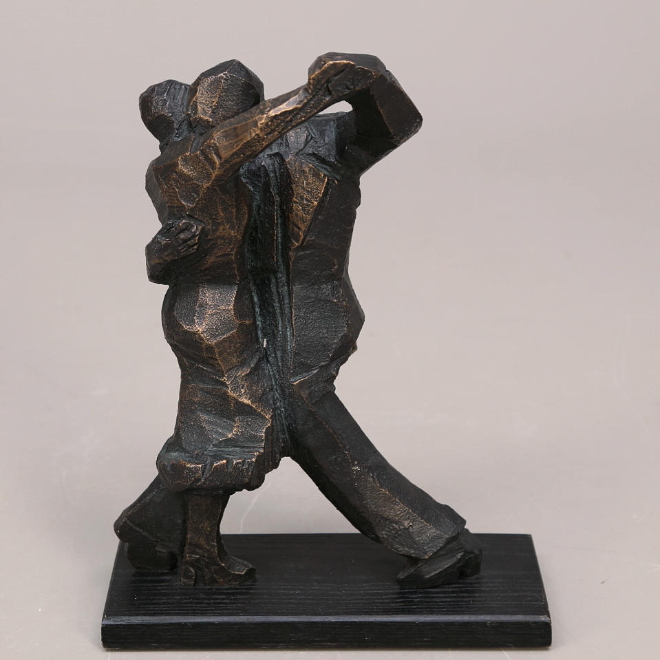 WANJA "NONES" HÅKANSSON. Skulptur, brons "Tango Argentino" 2/V, signerad, daterad 02. + 5 akvareller, skisser.