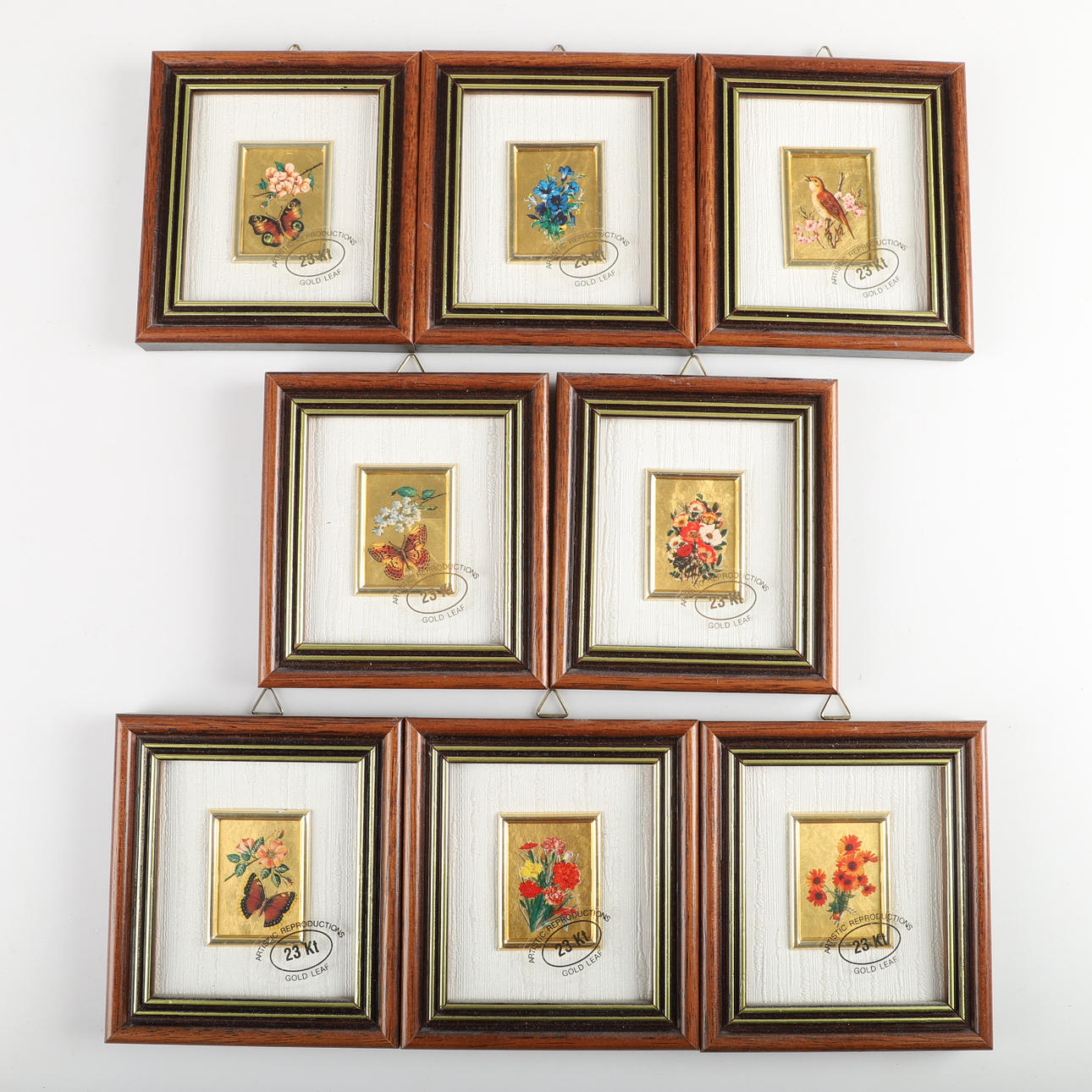 MINIATURE PAINTINGS, 8 pieces, 23K Gold Leaf, Italy. Art - Other