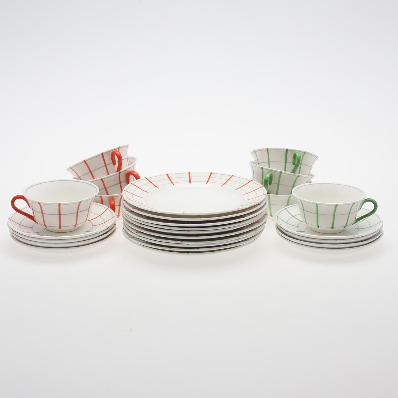 KAFFESERVIS, 26 delar, benporslin, "Spaljé", Wilhelm Kåge, Gustavsberg.