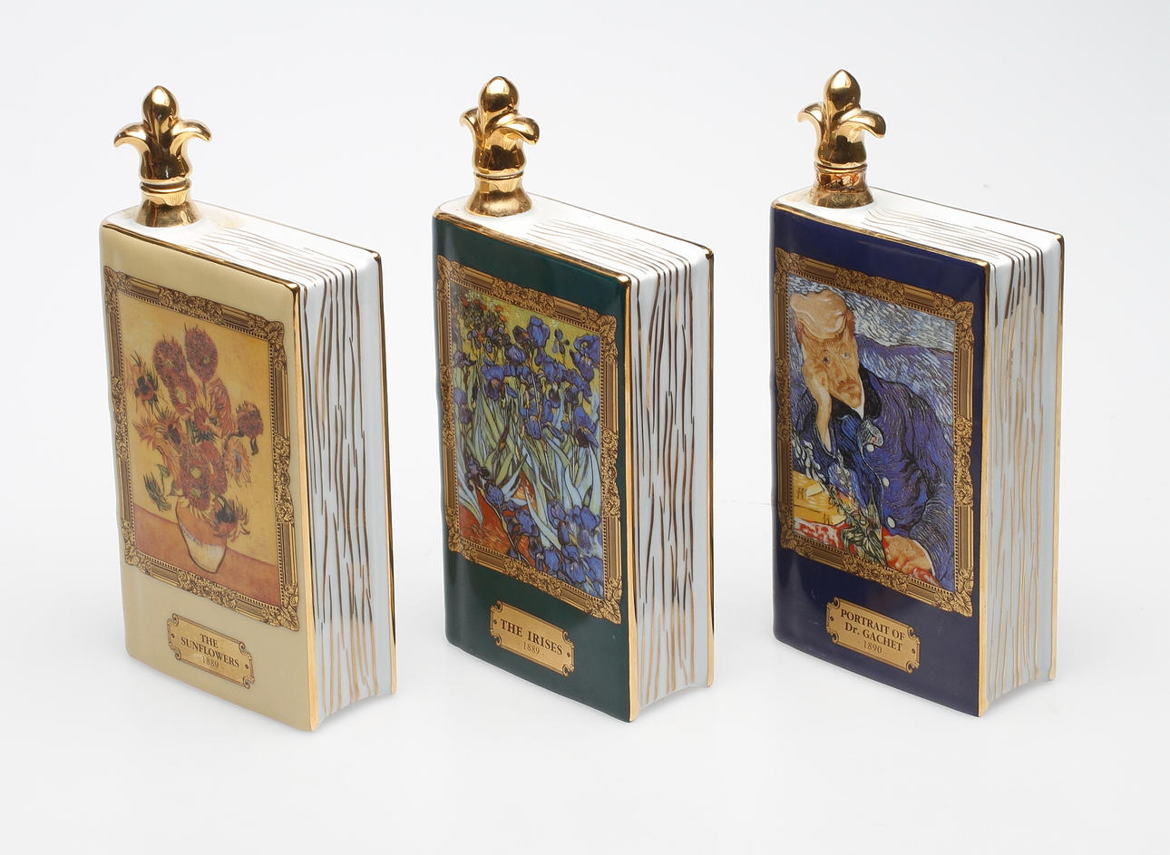 BOTTLES in the form of books with motifs by Vincent van Gogh