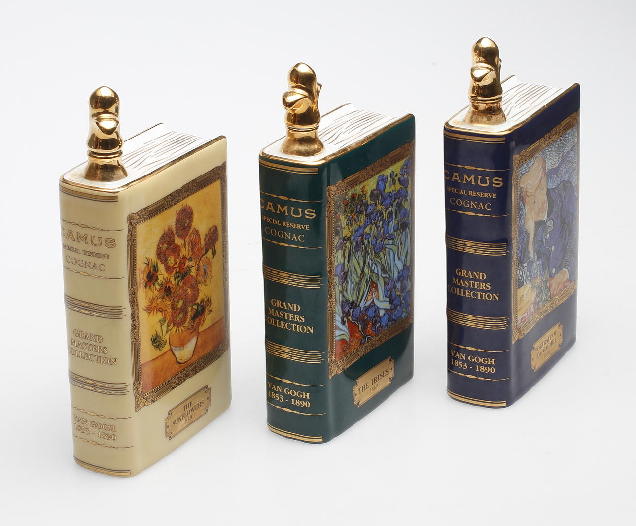 BOTTLES in the form of books with motifs by Vincent van Gogh
