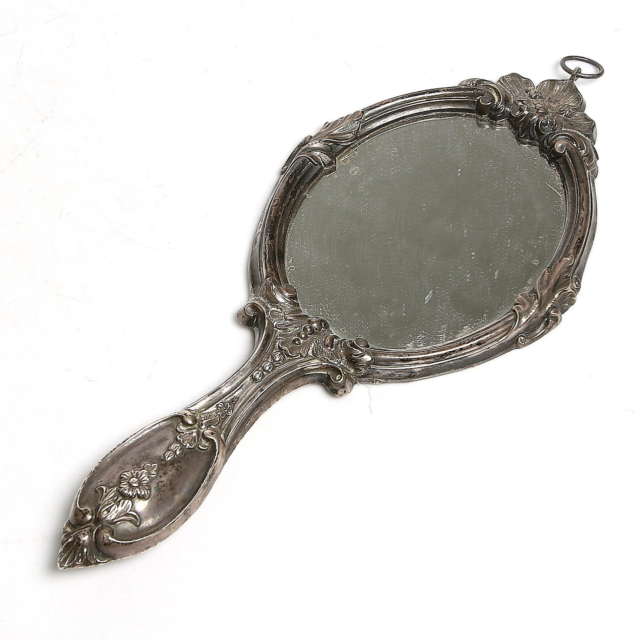 HAND MIRROR, silver, nyrokoko. 1800s.