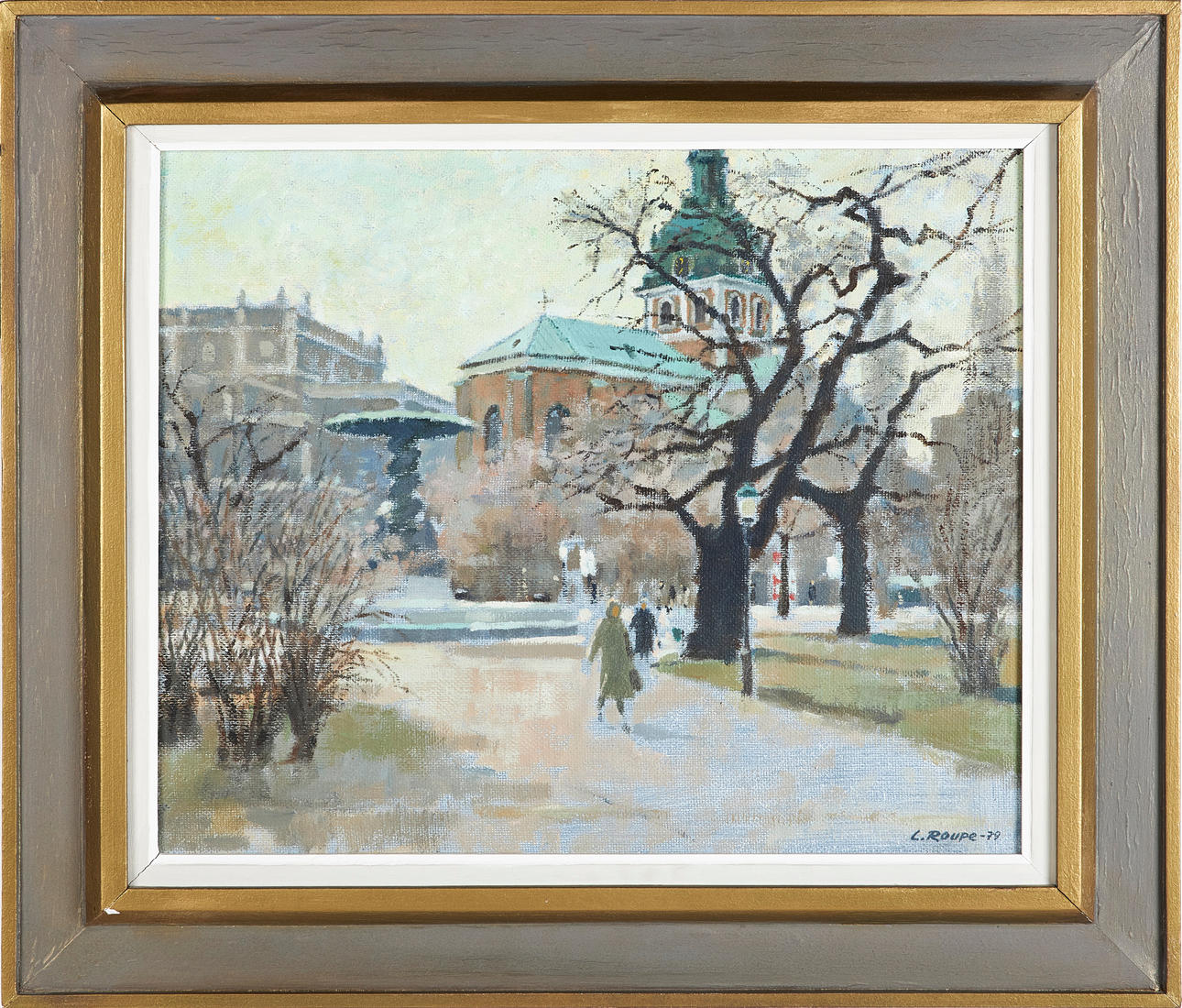 LENNART ROUPÉ. Motif from Kungsträdgården, signed, oil on canvas.