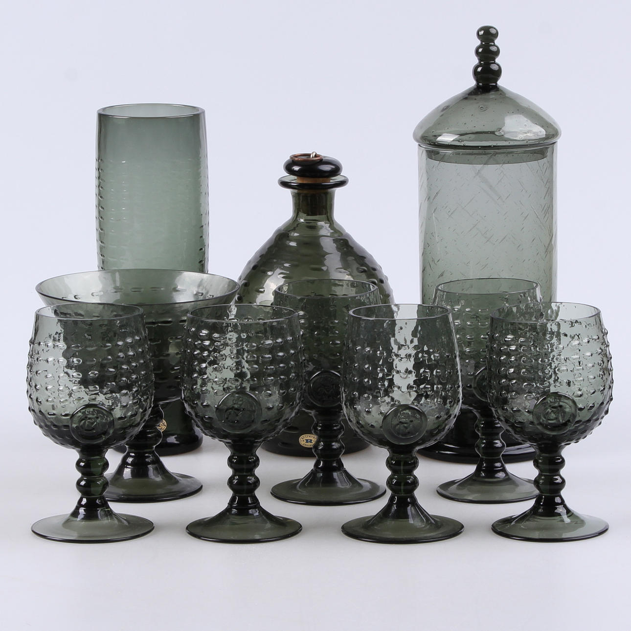 SERVISDELAR, 10 st. Glas, "Hertig Carls glas", Reijmyre, 1900-tal.