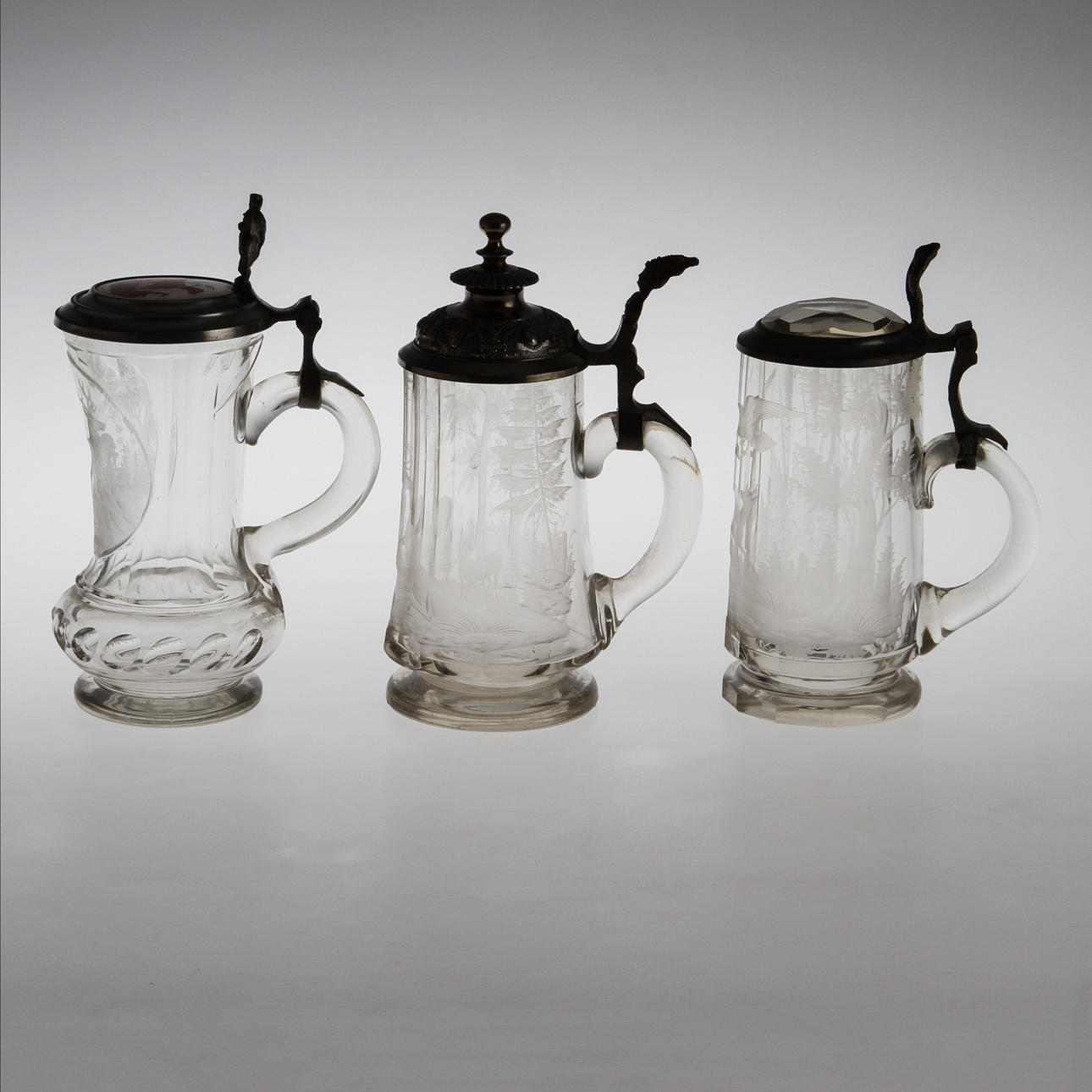 SEJDLAR, 3 st, glas, troligen Tyskland, 1800-talets slut.