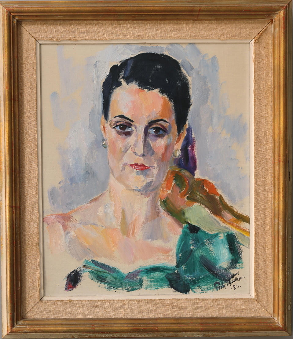 ERIK BOËTHIUS. Olja på duk, porträtt av Wanja "Nones" Håkansson, signerad och daterad 1956.