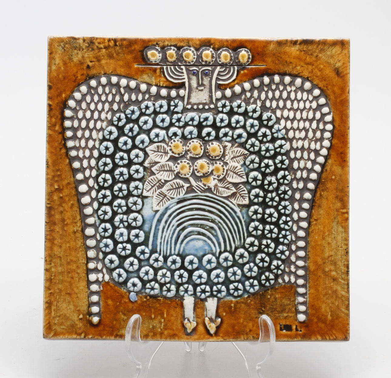 LISA LARSON. Väggrelief, stengods, 1900-talets andra hälft. Stämplad signatur.