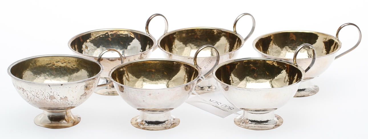 PUNSCHMUGGAR, 6 st, silver, F. Olsson, Boliden silver, vikt ca 197,2 gram.