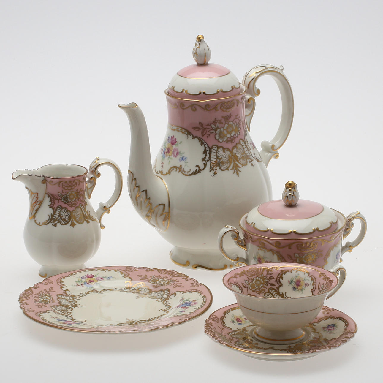 KAFFESERVIS, 54 delar, Kungliga Porslinsfabriken Tettau, Tyskland, 1900-tal.