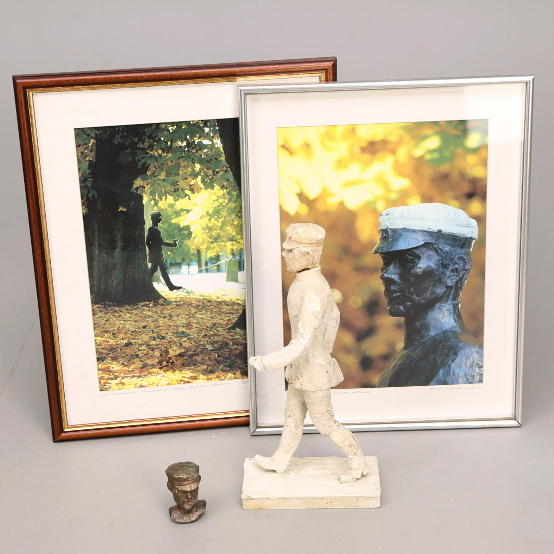 WANJA "NONES" HÅKANSSON. Skulptur, gips, "Skaradjäknen" + brons huvud + foton.