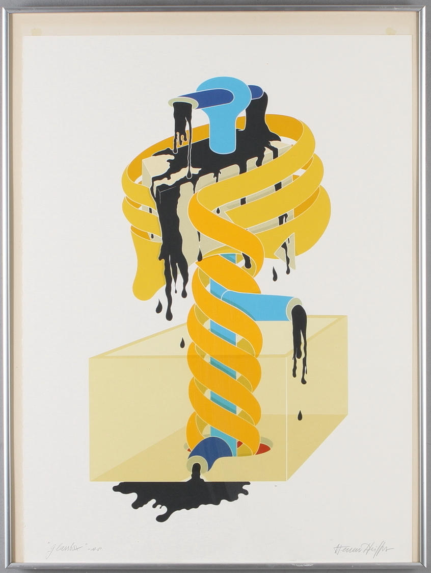 WERNER PFEIFFER. "glassbox", färglitografi, signerad, A-P upplaga.