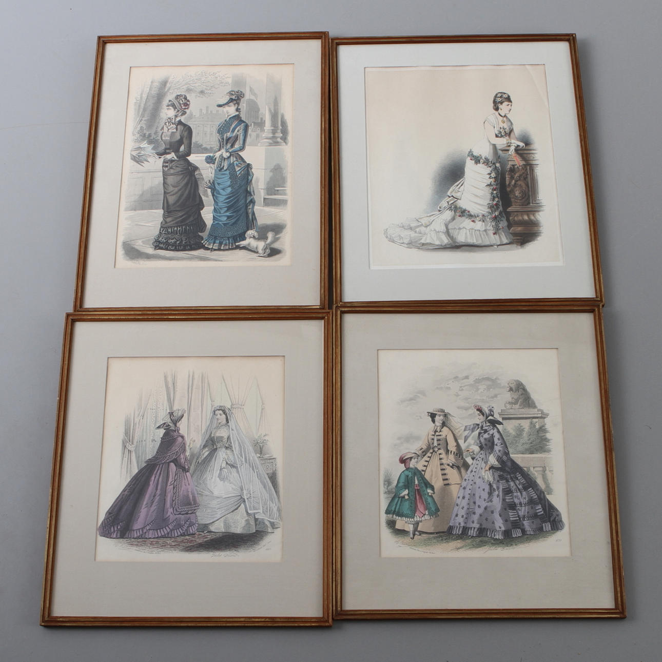 TRYCK, 4 st, mode, kolorerade, 1800-talets slut.