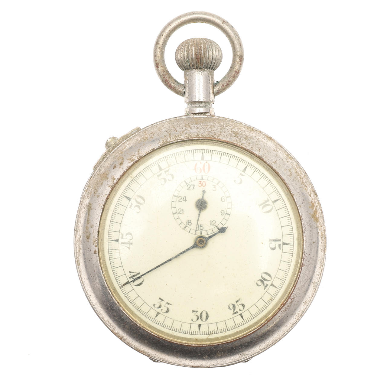 A NICKEL CASED POCKET STOP WATCH.
