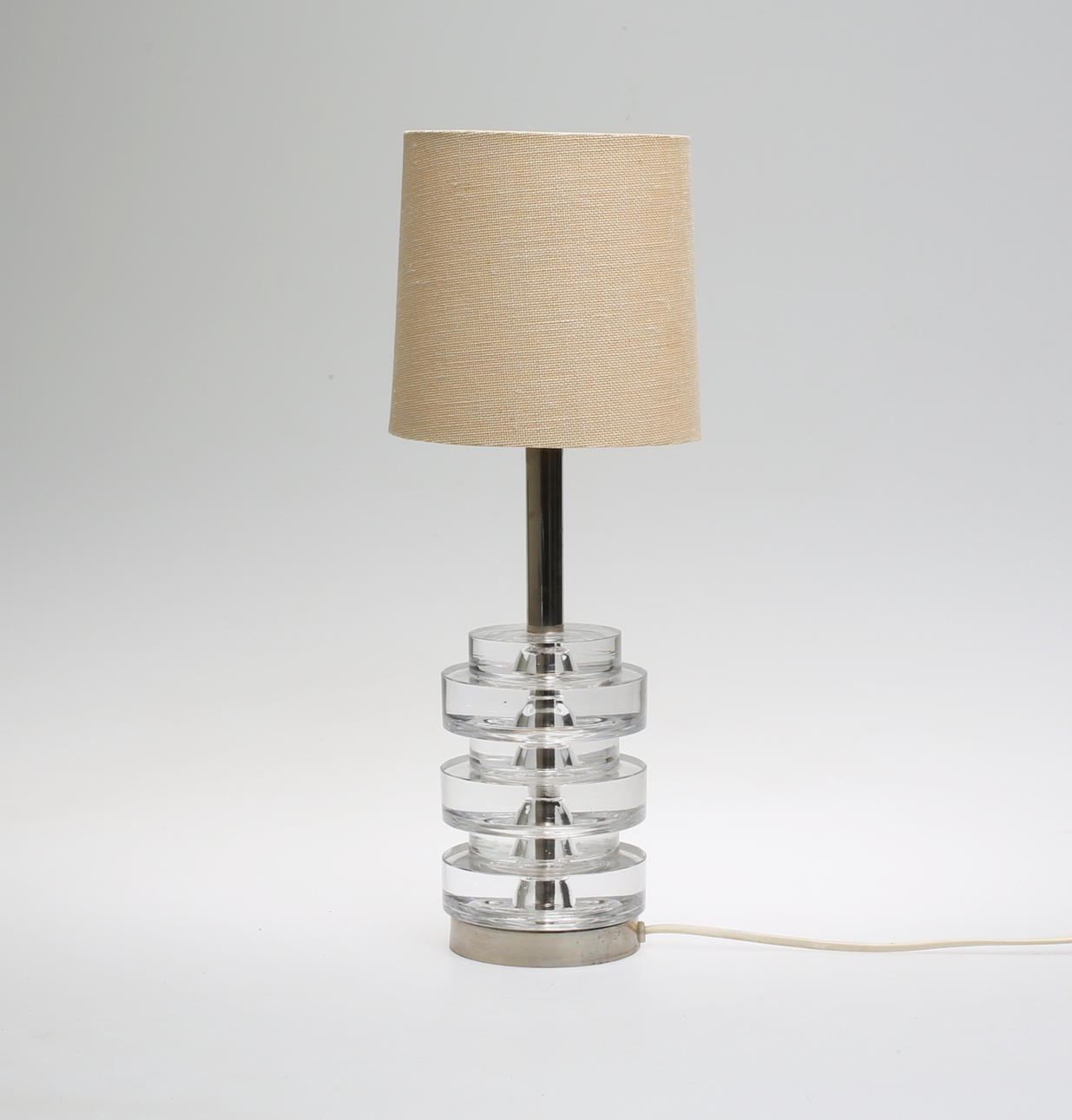 BORDSLAMPA, glas och mässing, Carl Fagerlund, Orrefors.