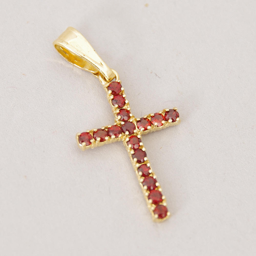 BERLOCK, Kreuzform, 18 Karat Gold mit Granaten.