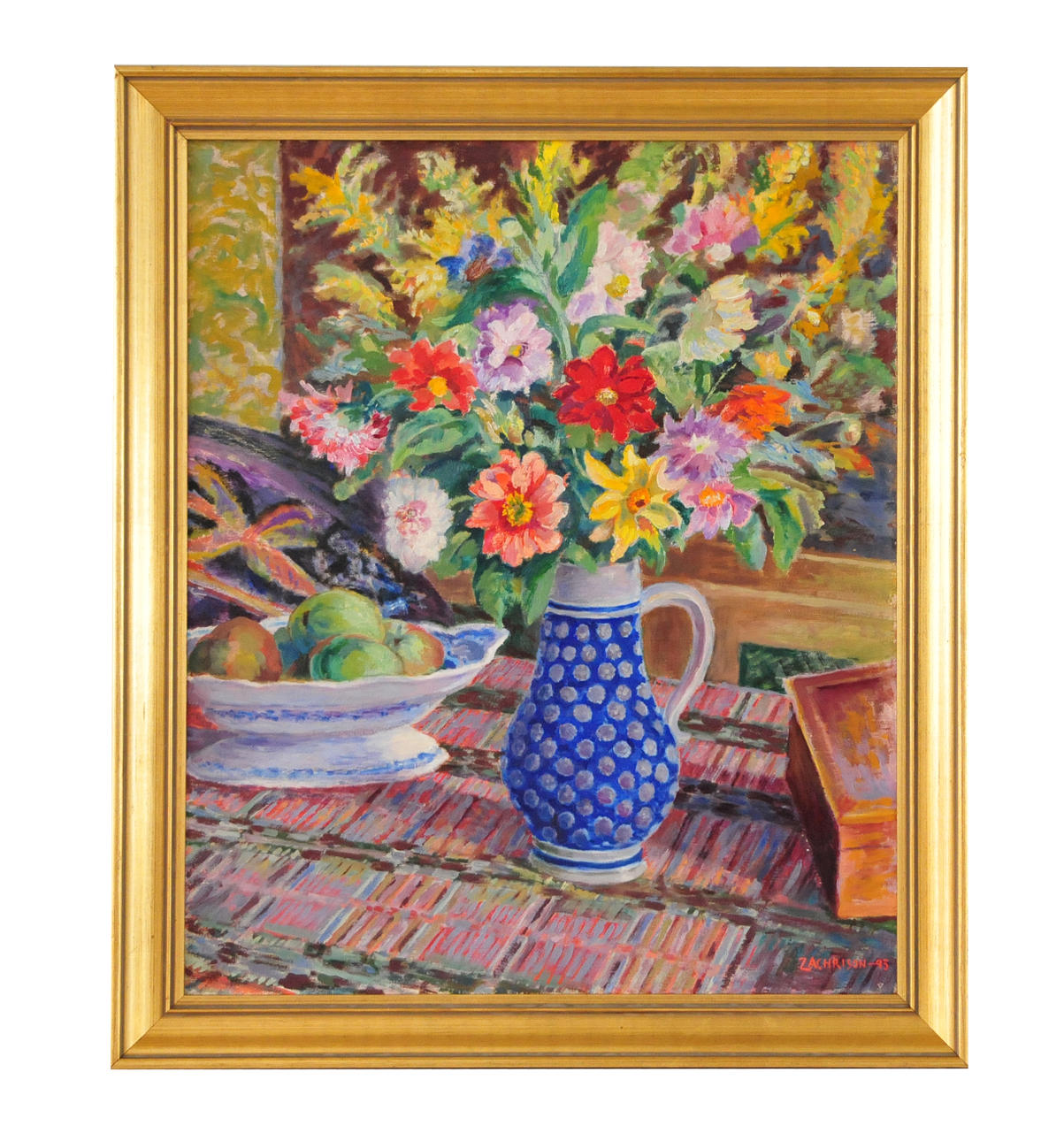 OKÄND KONSTNÄR. Stilleben med blommor. Olja på duk, sign Zachrison -43.