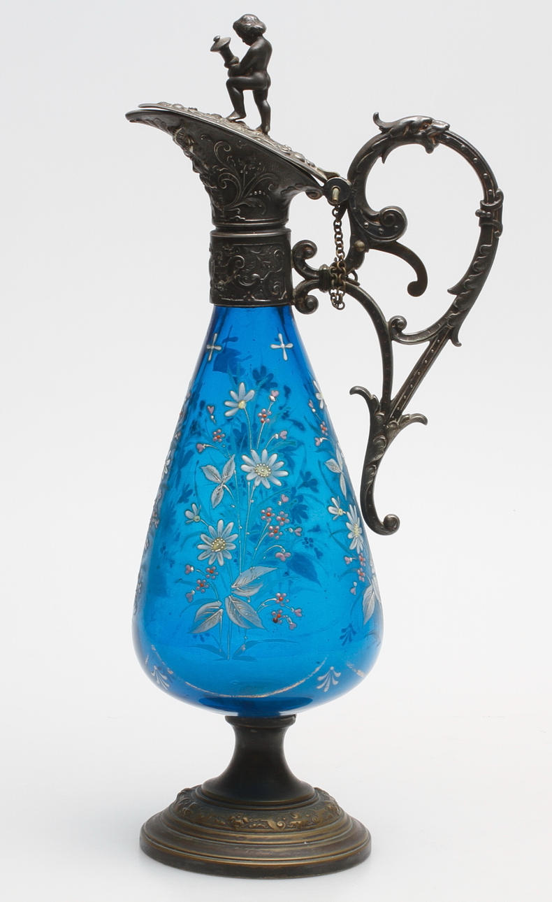 VINKANNA, vitmetall och glas, WMF, Württembergische Metallwarenfabrik, Tyskland, omkring 1900.