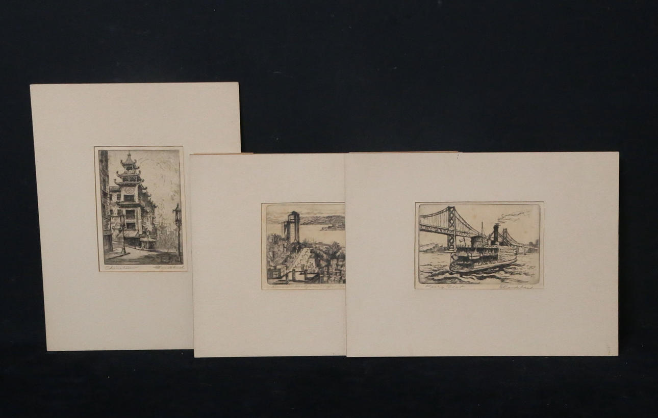 HARRIET GENE ROUDEBUSH. Etchings, 3 pcs., signed.