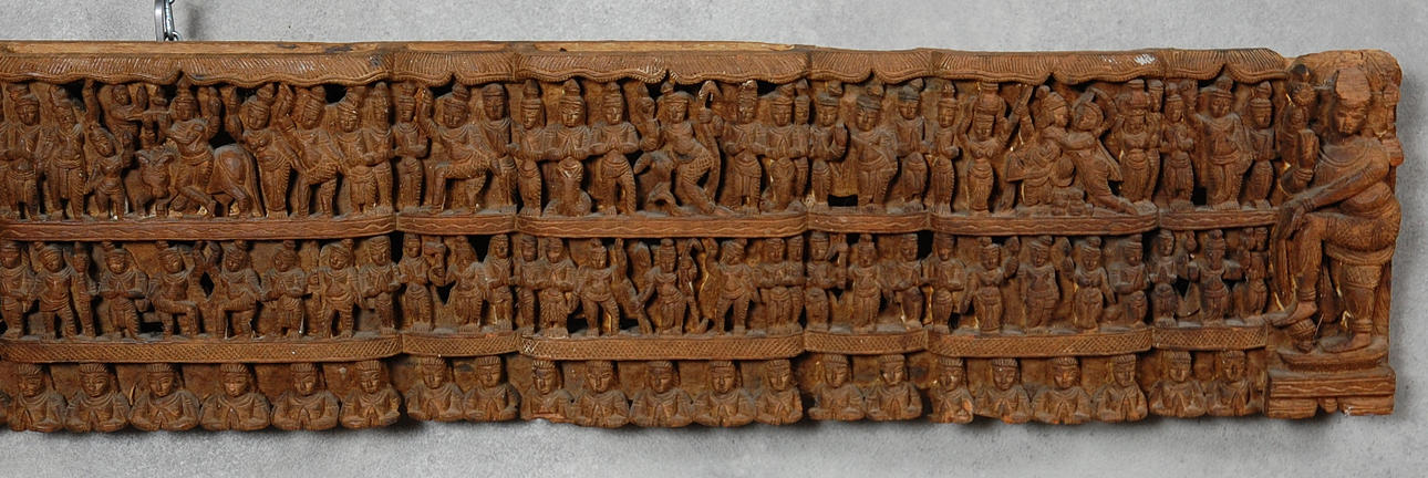 WANDRELIEF, Holz geschnitzt, Tibet, 18-1900.