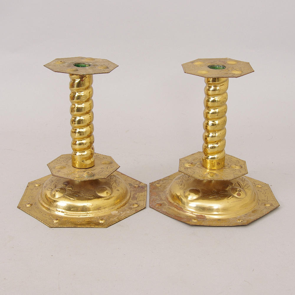 LJUSSTAKAR, 1 par, mässing, barockstil.