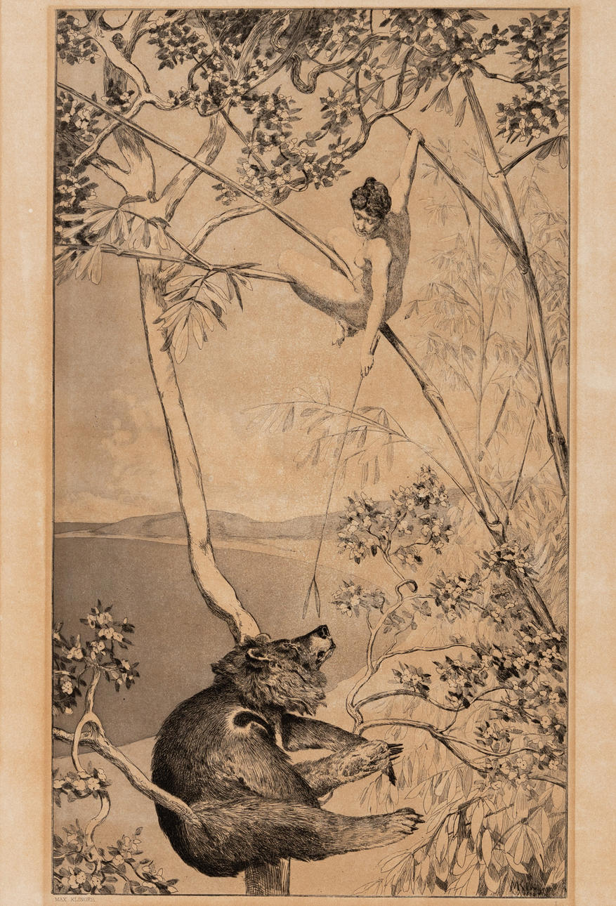 MAX KLINGER (1857-1920). oso y duende.