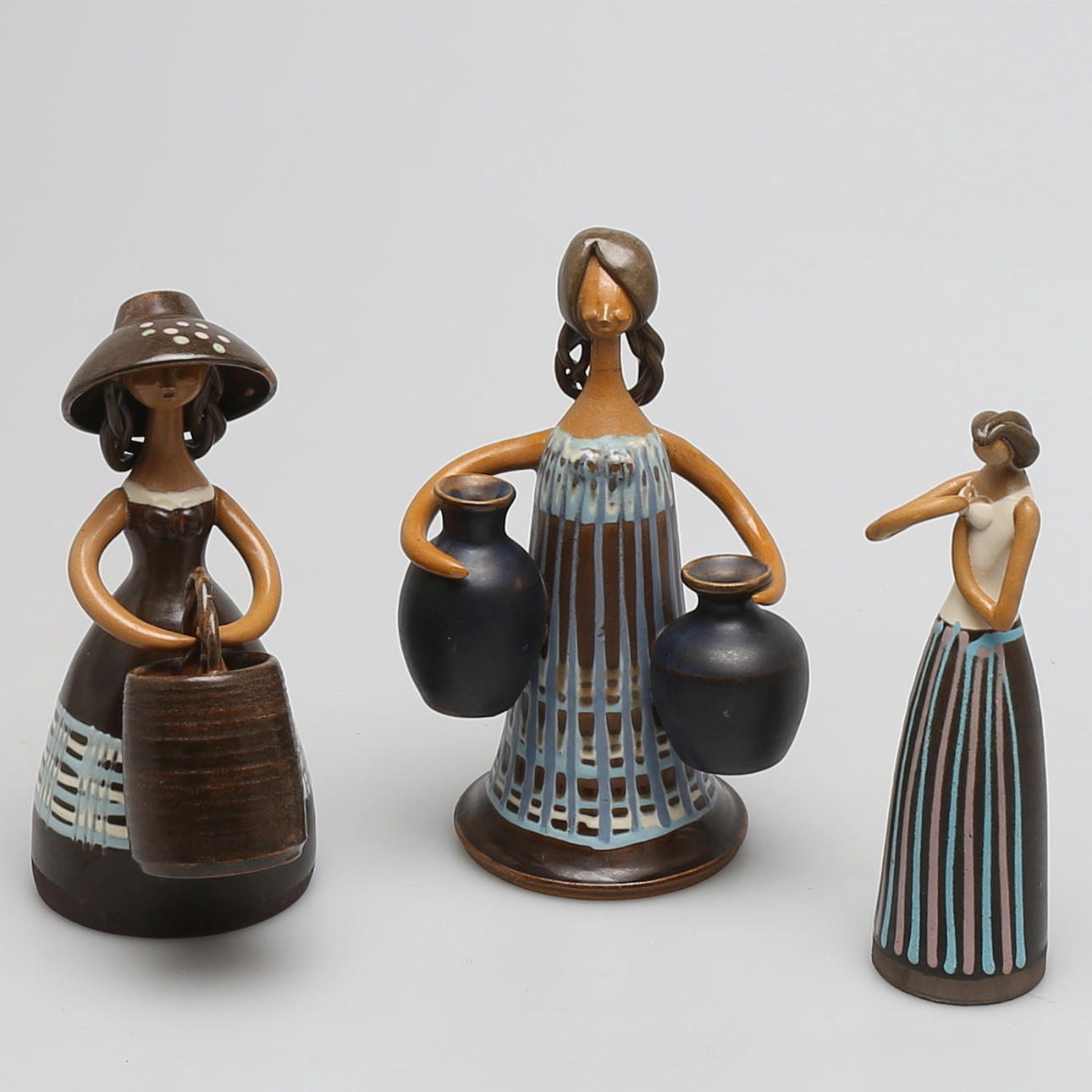 FIGURINER i keramik, 3 st, Cay Cedergren, Hven.