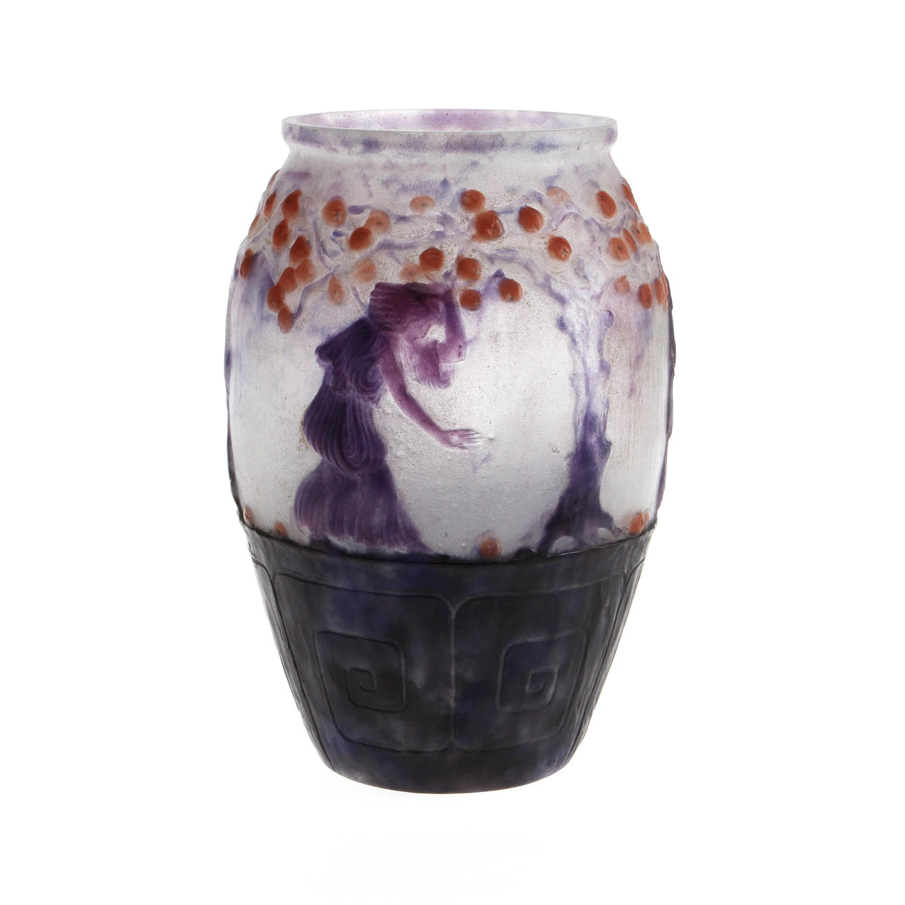 GABRIEL ARGY-ROUSSEAU. Vas "The Garden of the Hesperides", Frankrike 1920-tal, pâte de verre.