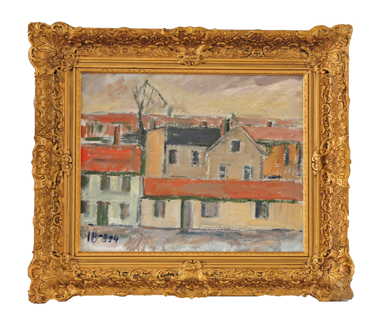 IWAN BROBERG. "Halmstad, Lilla torg". Olja på duk, signerad 54. .