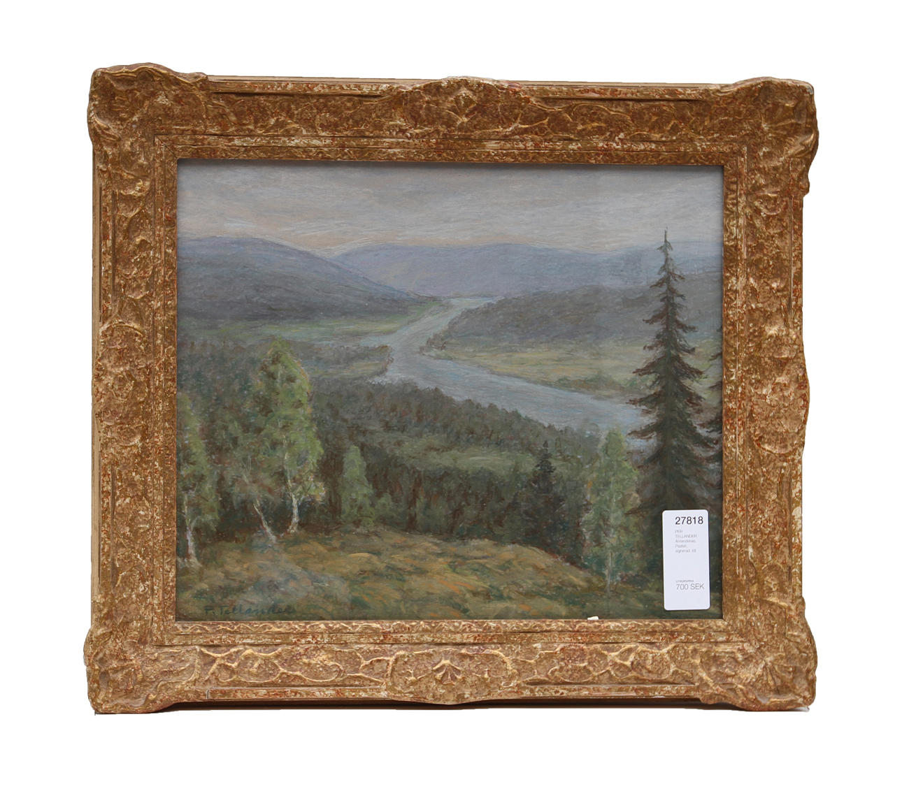 PER TELLANDER. Älvlandskap. Pastell, signerad.