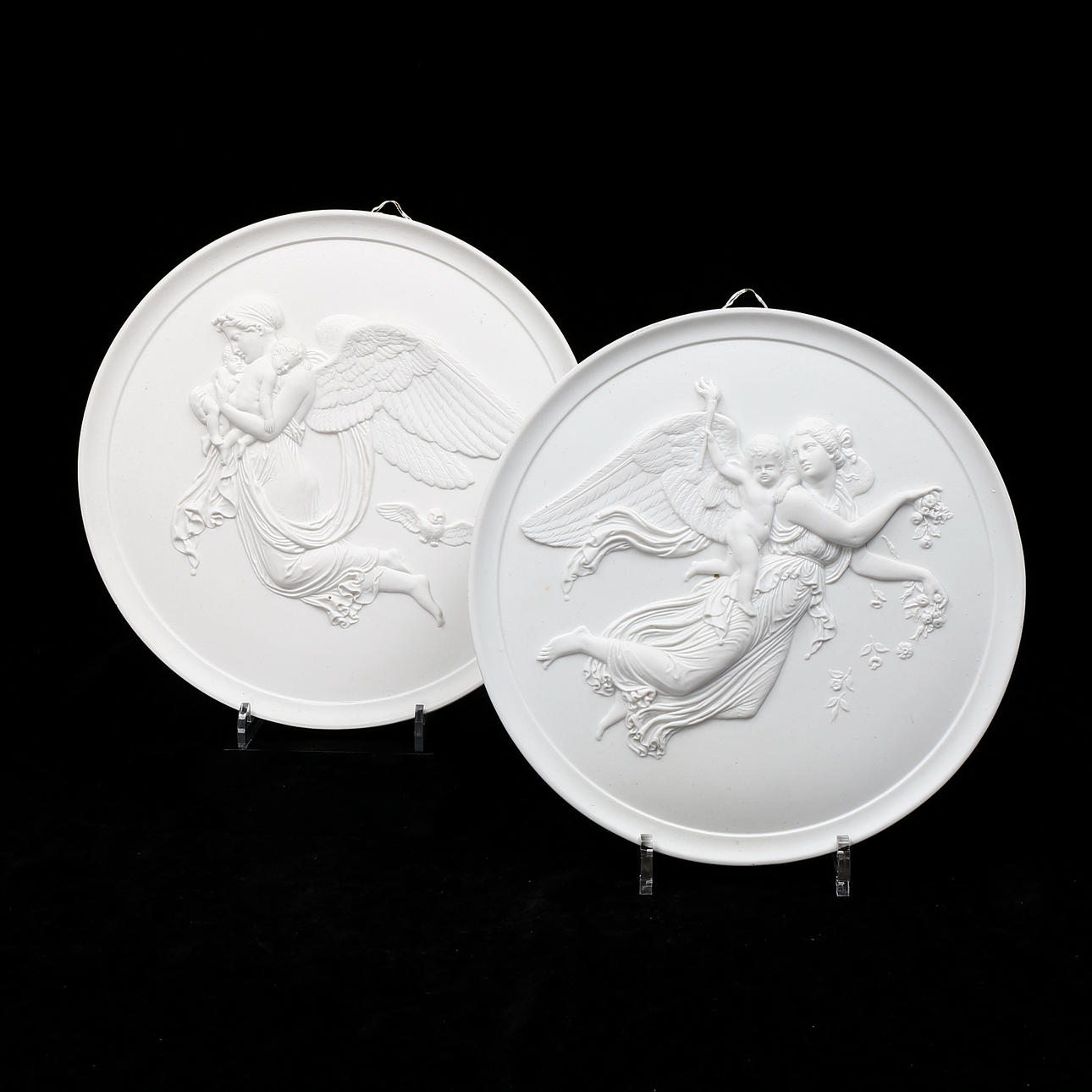 VÄGGRELIEFER, 2 st, parian, Bing & Gröndahl, Danmark.