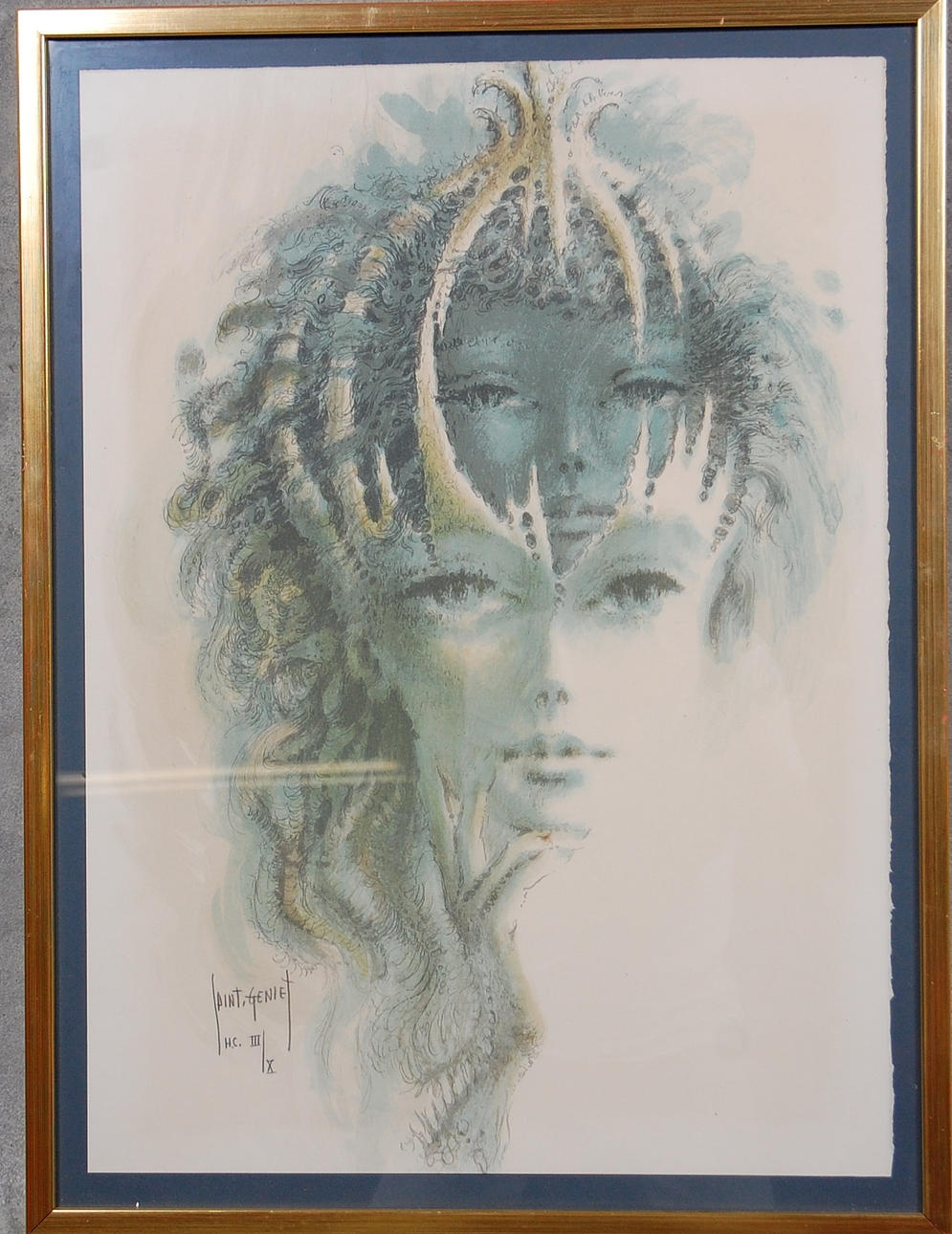 FRANCIS DE LASSUS SAINT GENIE. Frankrike (1925) litografi, komposition med ansikte, signerad, numrerad.