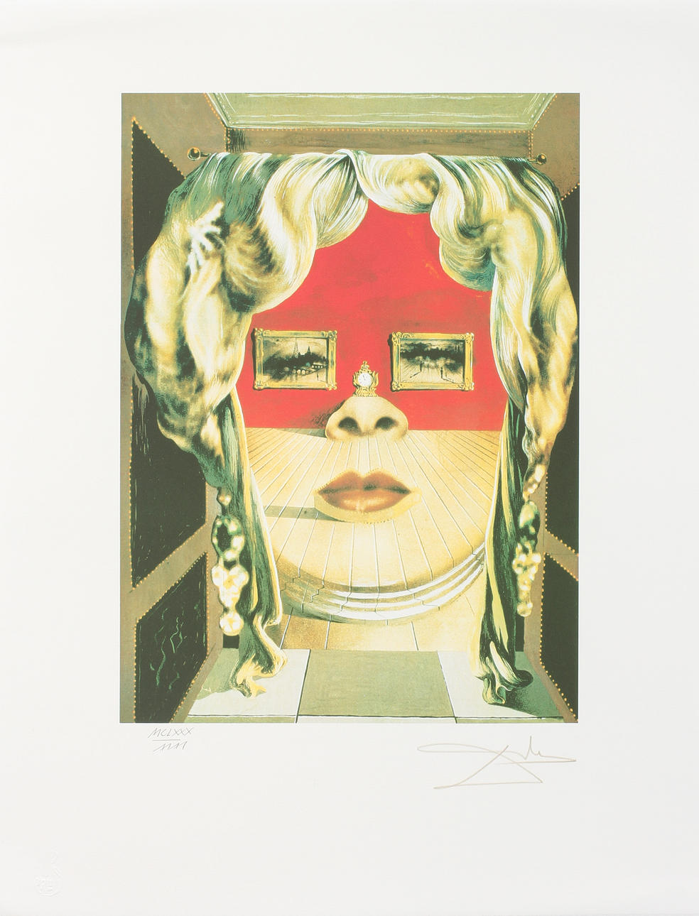 SALVADOR DALI. EFTER. Grafiskt blad, "Face of Mae West".