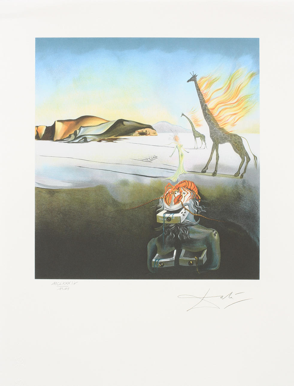 SALVADOR DALI. EFTER. Grafiskt tryck, "Burning giraffes".