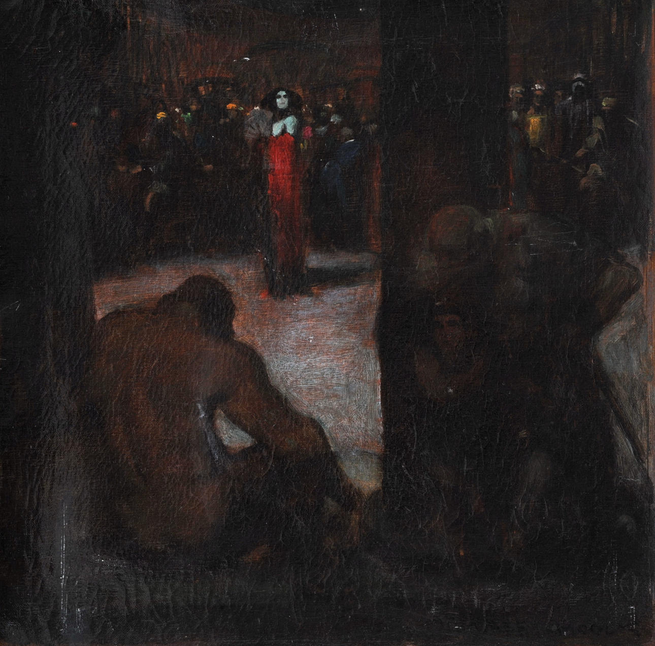 ADOLF FREY-MOOK (1881-1954, ZÜRICH). ”Die Ananklage”, olja på duk, signerad.