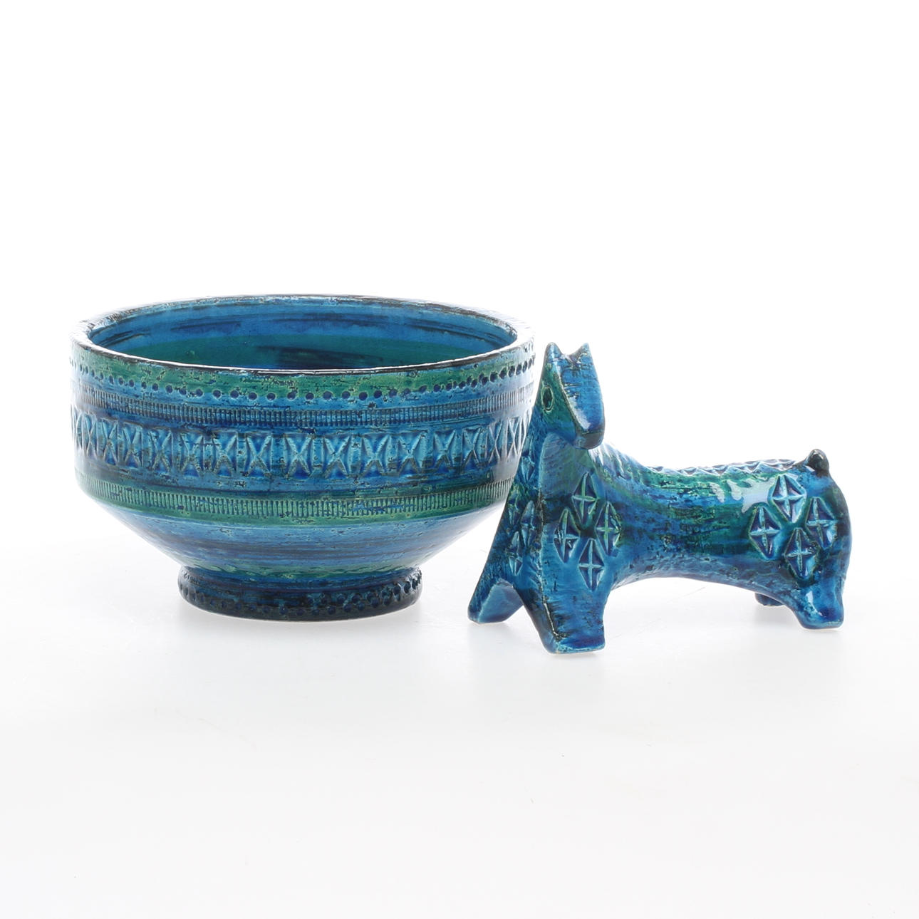 FIGURIN och SKÅL, keramik, Bitossi Aldo Londi Italy.