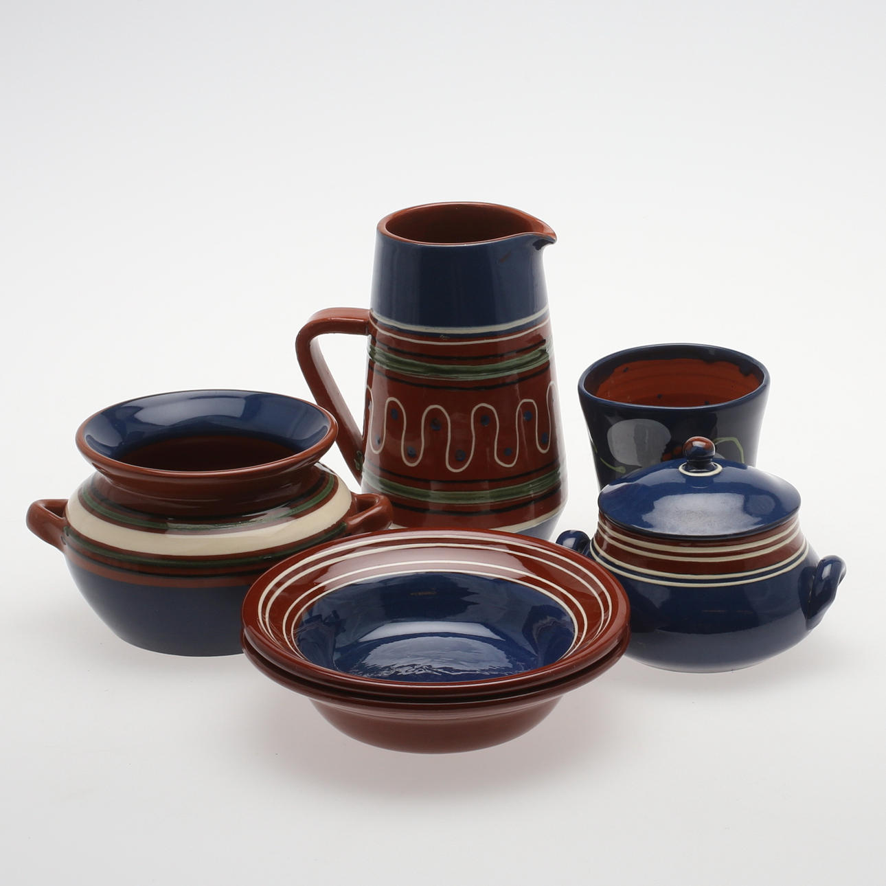 KERAMIKFÖREMÅL, 6 st, Nittsjö, 1900-tal.