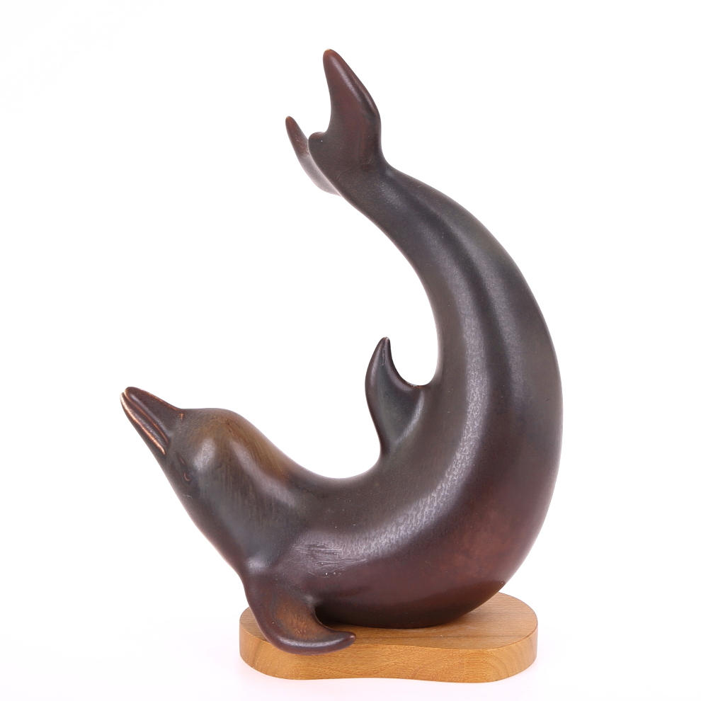 FIGURIN, delfin, stengods, Gunnar Nylund, Rörstrand.