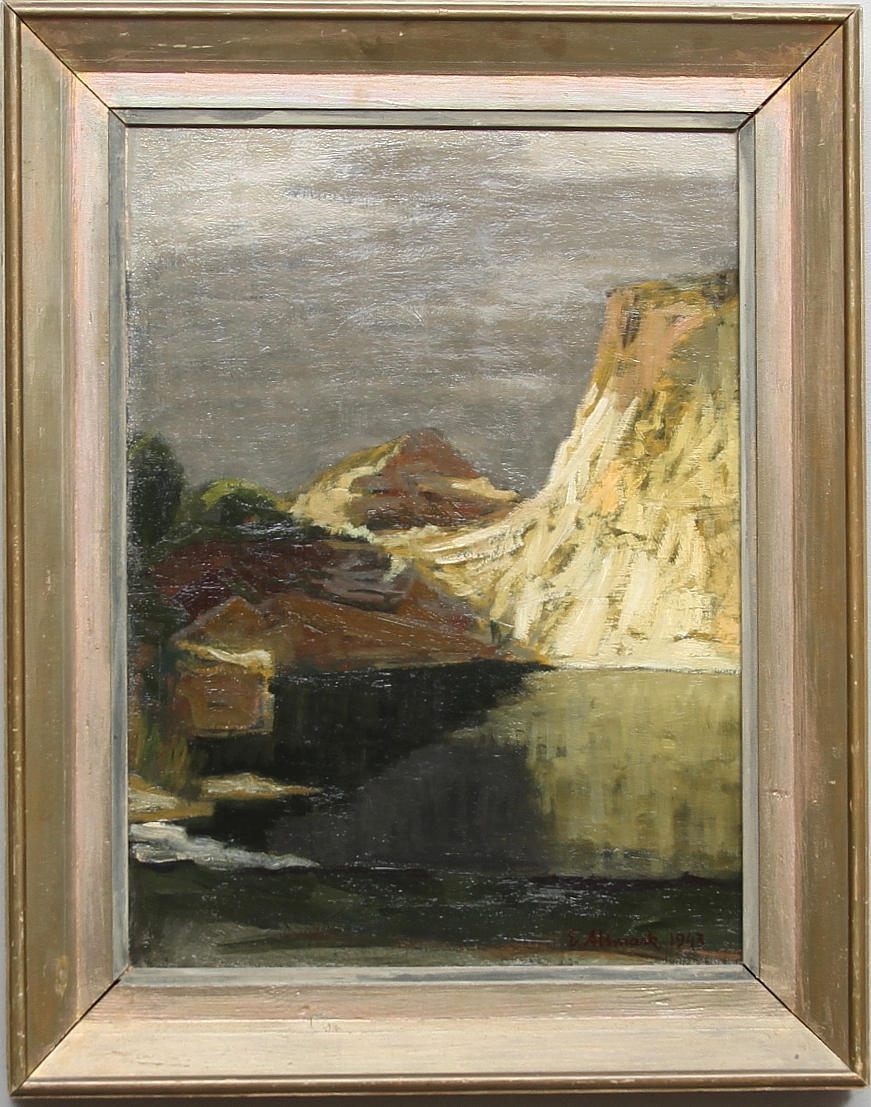 ERIC ALSMARK. "Kvartsbrottet i Hälleviksstrand". Olja på duk, signerad och daterad 1943.