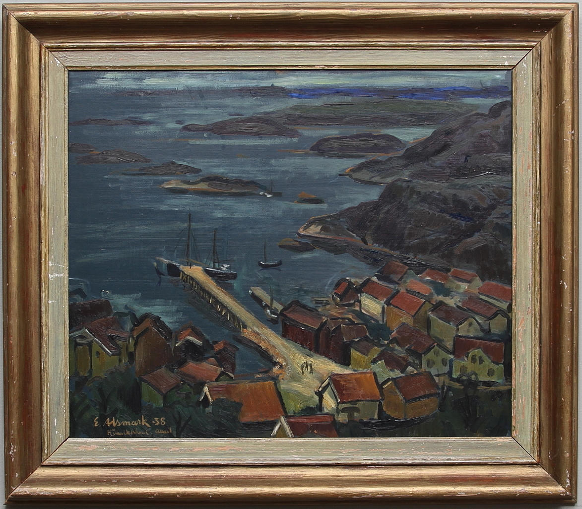 ERIC ALSMARK. Olja på pannå, signerad och daterad -38.