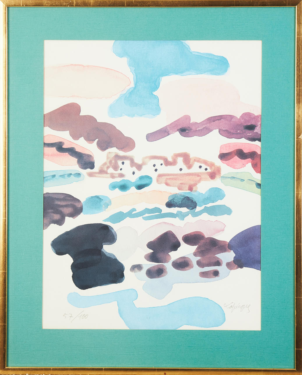 CHARLES LAPIQUE. Landscape, color lithograph, signed Lapicque 57/100.