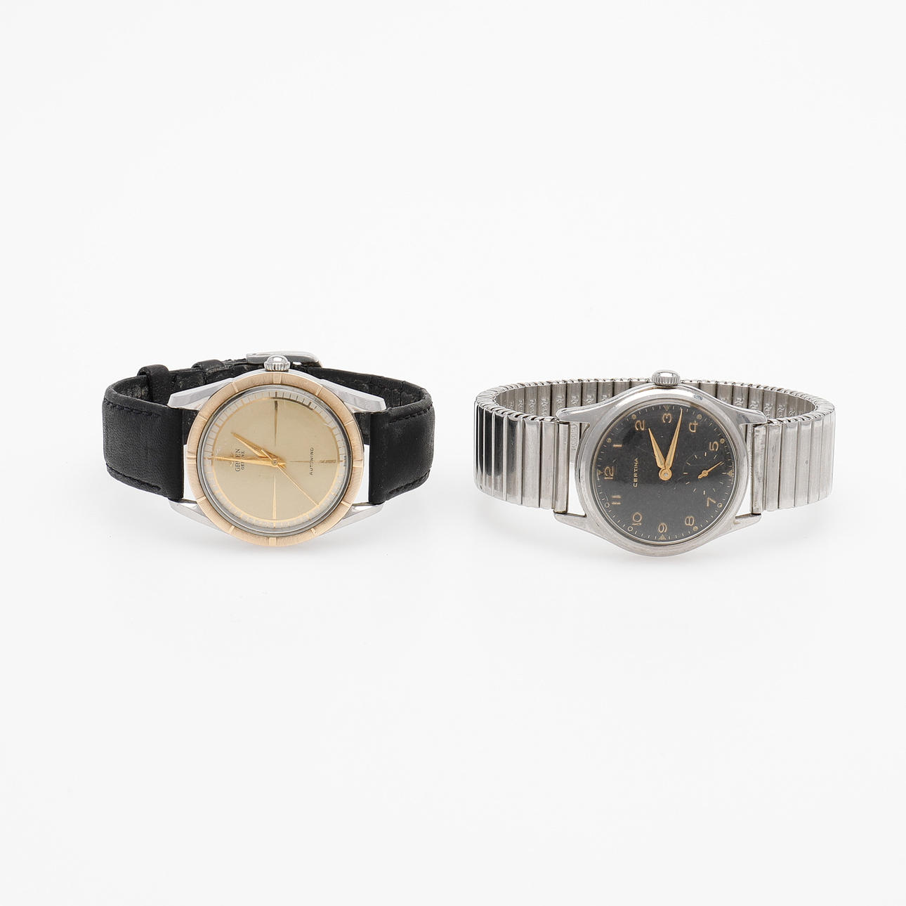 BRACELET, TWO PIECES, CERTINA RESPECTIVE GRUEN.