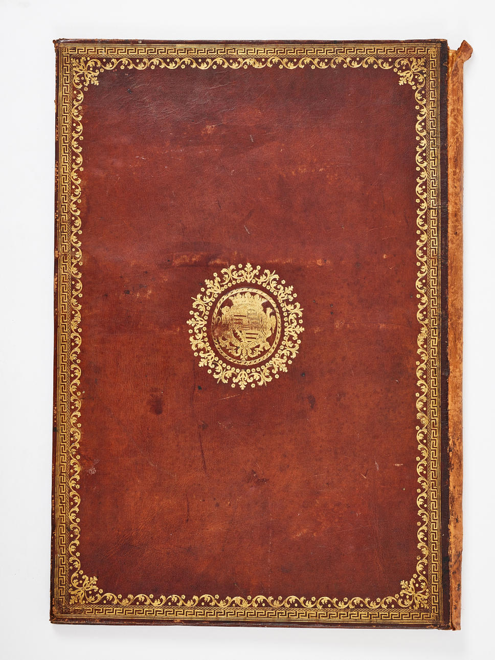 LARGE LEATHER FOLDER, 18TH CENTURY.