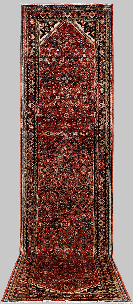 ORIENTMATTA. Handknuten, ca 420 x 110 cm.