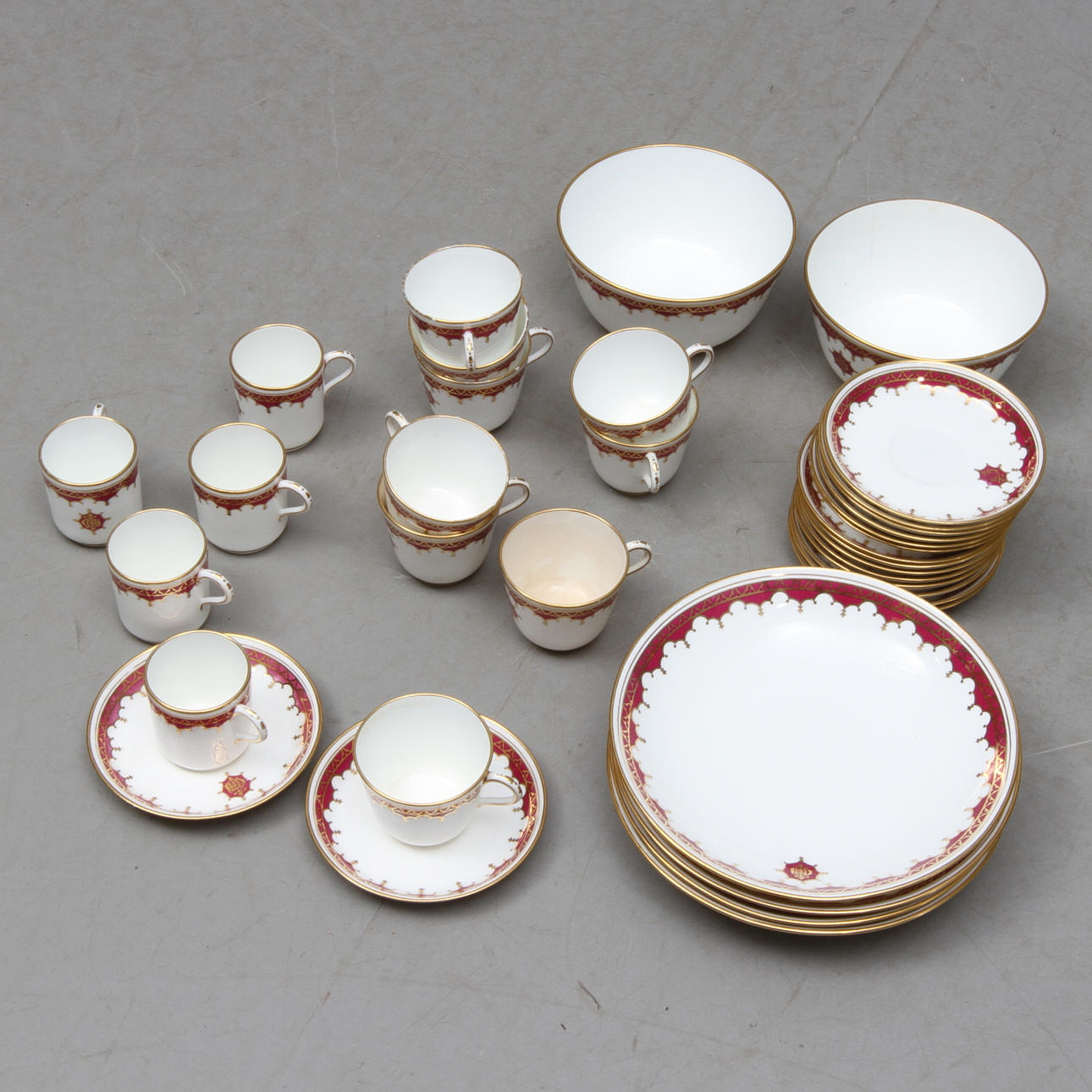 KAFFESERVISDELAR, 20 delar, porslin, Minton's China, Philips, London, 1900-talets första hälft.