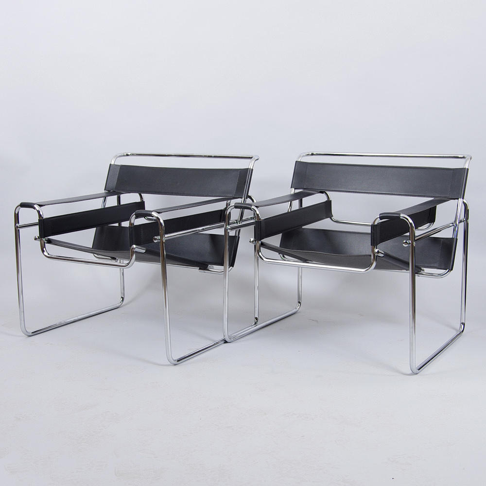 FÅTÖLJER, 1 par, "Wassily", efter Marcel Breuer.