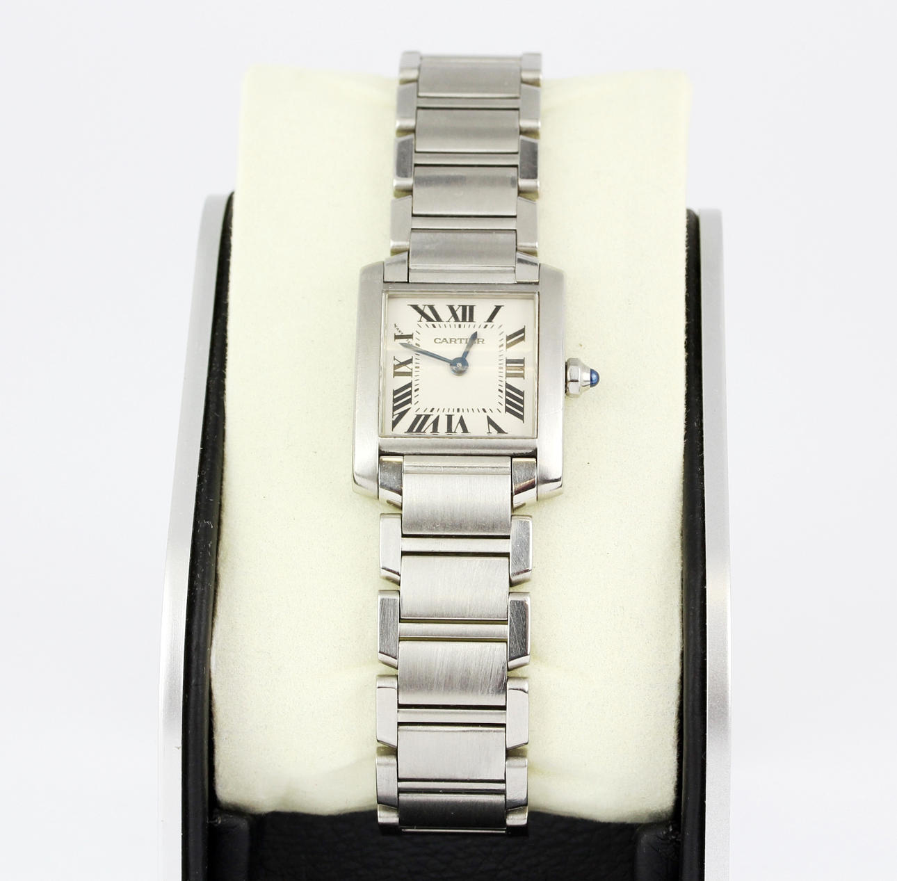STAINLESS STEEL CARTIER WRIST WATCH.